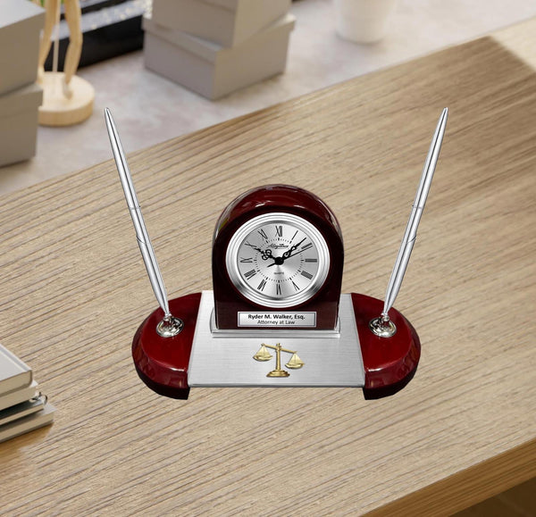 Legal Clock Personalize lawyer desk clock legal law scale pen set service award at
