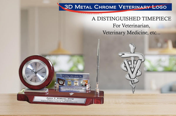 DVM Nameplate desk clock veterinarian gift card holder pen name plate veterinary