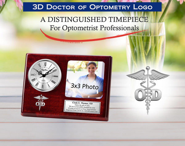 Optometrist engrave desk picture frame clock doctor of optometry graduation gift