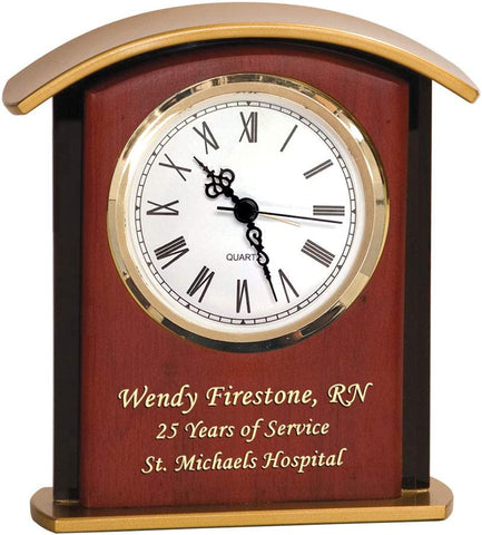 Shelf Clock Etched Gold Service Award Gift Company Years of Service Awards Colorfill Etching 5 10 15 20 Employee Month Anniversary Corporate Business Program