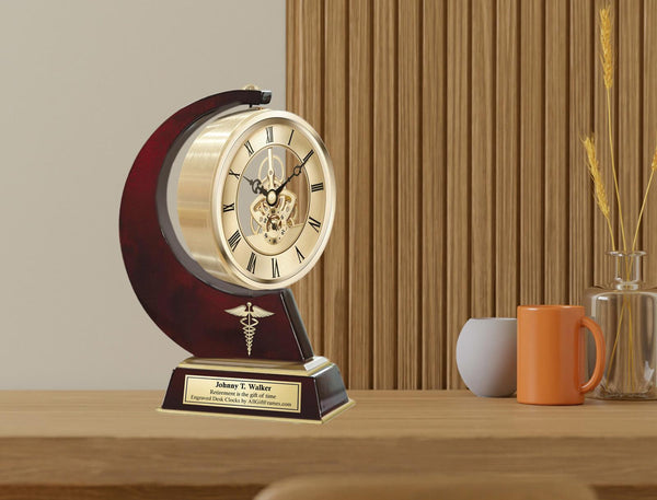 Doctor physician gift gear clock medical nurse service award retirement engrave