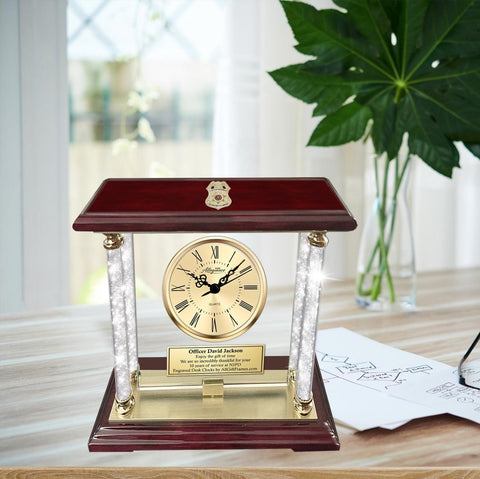 Law enforcement promotion retirement police officer engrave desk clock policeman