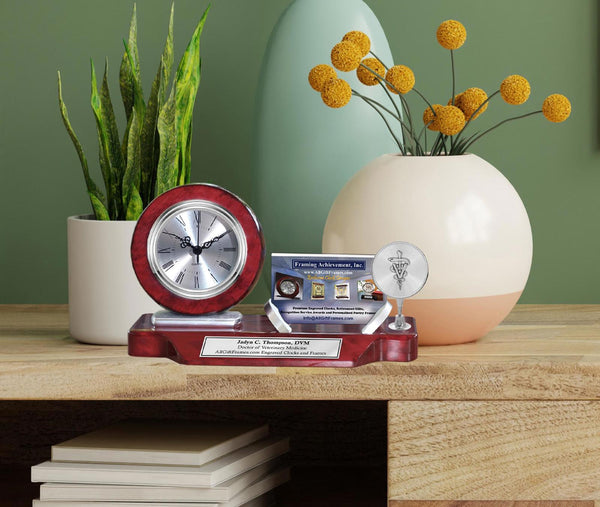 Doctor of veterinary gift desk clock business card holder veterinarian DVM
