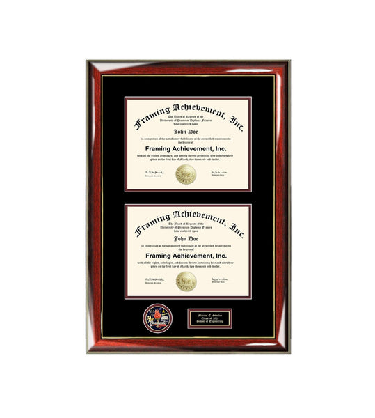 Double College Diploma Frame Case Holder Two Graduation Medal School Military Dual Degree Certificate Success Medallion Case License
