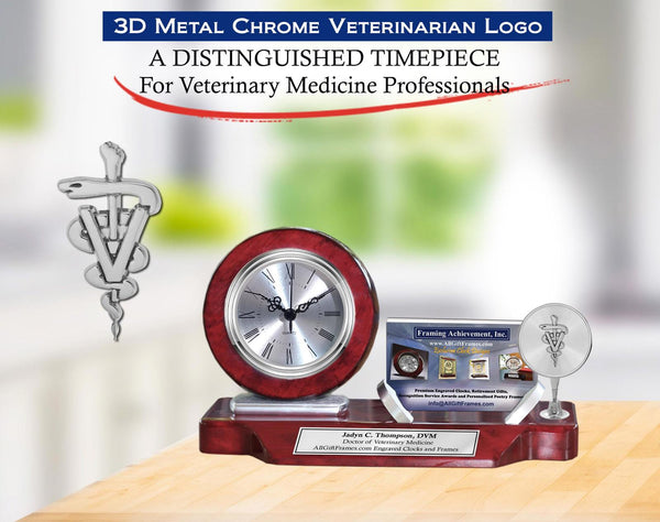 Doctor of veterinary gift desk clock business card holder veterinarian DVM