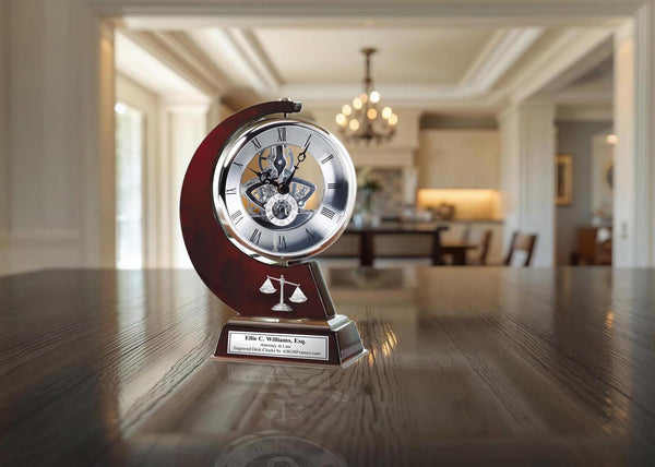 Law scale lawyer gift attorney at law congratulation retirement engraved clock