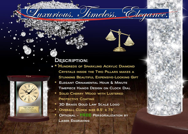 Law office desk clock attorney diamond column award lawyer passing bar student