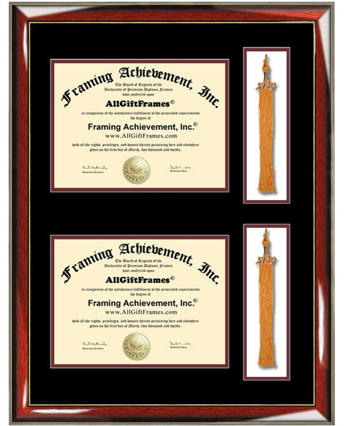 Double Graduation Tassel Box Two Diploma Frame Dual Degree College University Document Framing Holder Case Plaque Shadowbox