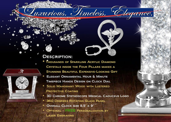 Engrave clock crystal diamond medical registered nurse RN BSN DNP doctor gift