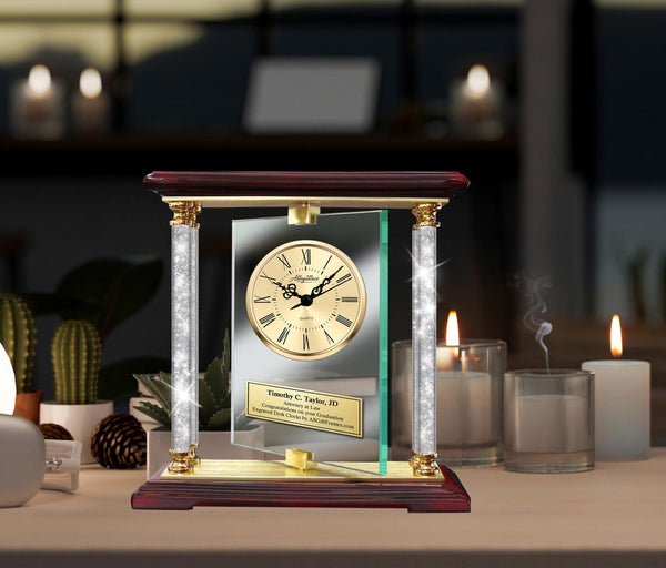 Law school graduation gift lawyer attorney law scale crystal desk clock judge