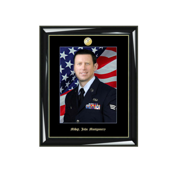 Custom Portrait Picture Frame Embossed 8x10 Photo Framing Corporate Retirement Wood Military Gift Plaque Embossing USAF Police Army Marine
