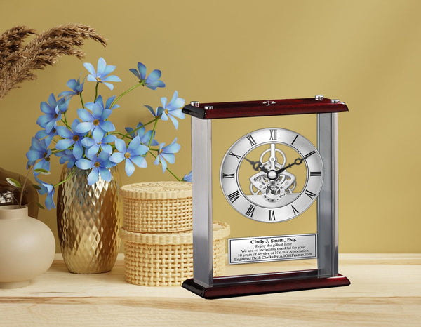 Law scale legal gift engraved desk clock attorney lawyer student graduate