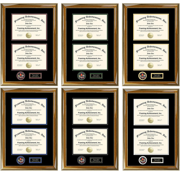 Double Diploma Frame with Graduate Medal Award Academic Achievement Dual Degree Framing Certificate University Graduation Two Document School Medallion College Gift