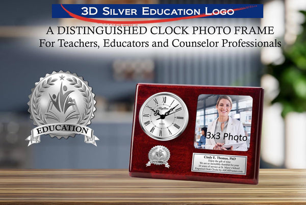 School graduation educator gift engrave desk teacher picture frame clock photo