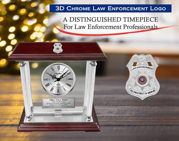 Police officer engrave clock congratulation retirement service award academy