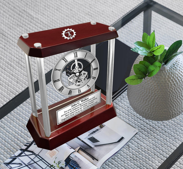 Engineer Gear Personalize Engrave Clock Coworker Year Service Award Retirement