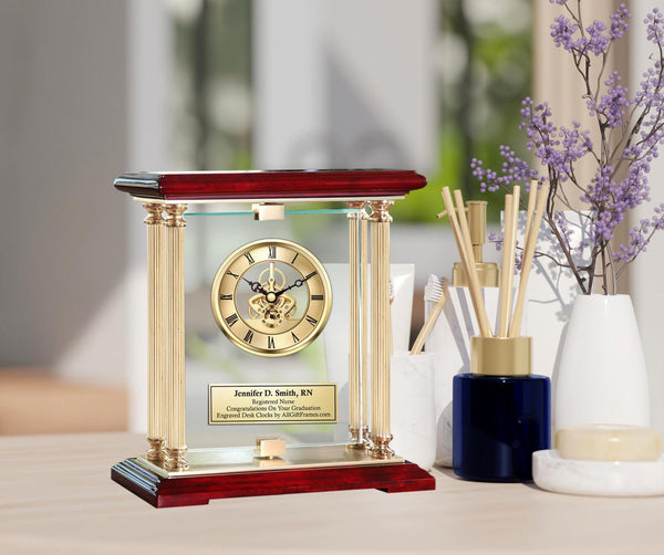 Registered nurse physician medical school student graduation gift engrave clock