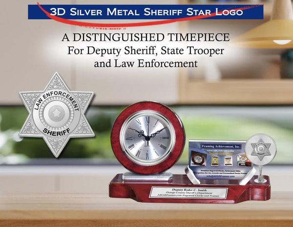 Deputy sheriff gift desk clock business card academy school graduation nameplate