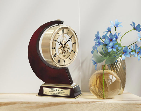 Engraved gold gear wedding anniversary clock retirement birthday employee gift