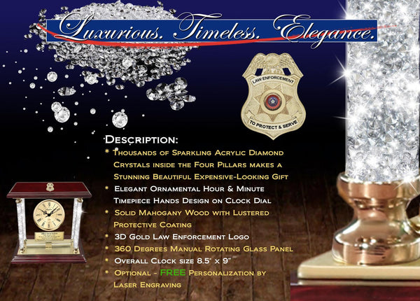 Law enforcement promotion retirement police officer engrave desk clock policeman
