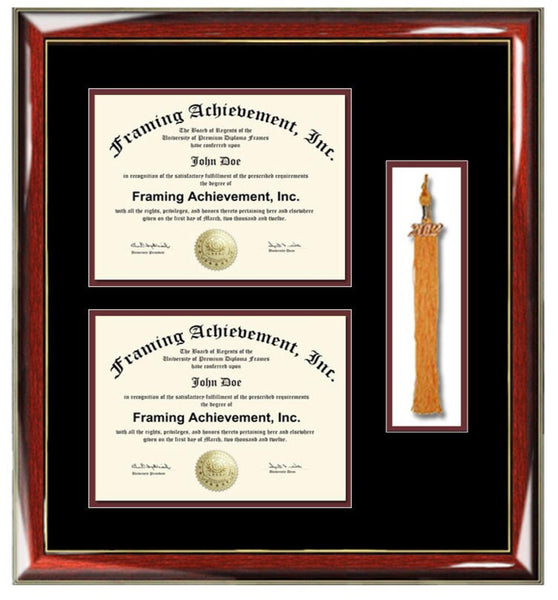 University graduation tassel diploma frame with two degree high school college certificate document framing tassel holder plaque shadowbox