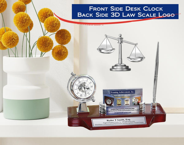 Law office desk clock custom name plate pen set attorney lawyer juris doctorate