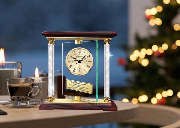 Law enforcement promotion retirement police officer engrave desk clock policeman