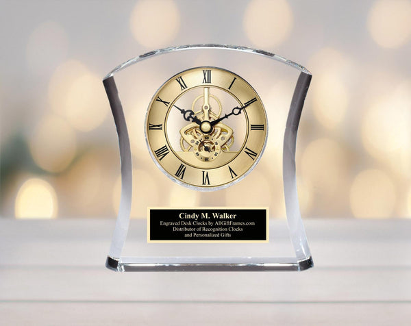 Engraved Crystal Clock Graduation Retirement Gift Boss Colleague Employee Award