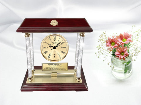 CPA gift certified public accountant engraved desk clock crystal coworker boss