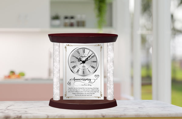 Wedding anniversary clock table personalized plaque crystal diamond wife husband present girlfriend boyfriend marriage gift love