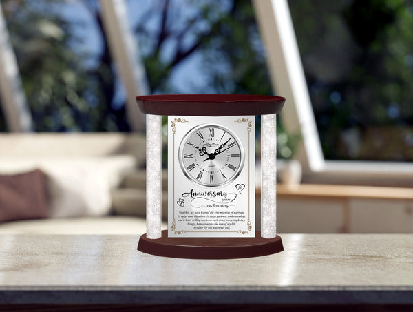 Wedding anniversary clock table personalized plaque crystal diamond wife husband present girlfriend boyfriend marriage gift love