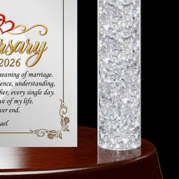 Wedding anniversary clock table personalized plaque crystal diamond wife husband present girlfriend boyfriend marriage gift love