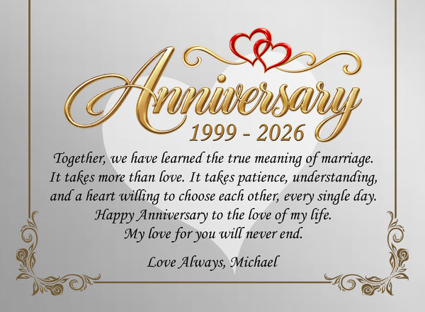Wedding anniversary clock table personalized plaque crystal diamond wife husband present girlfriend boyfriend marriage gift love
