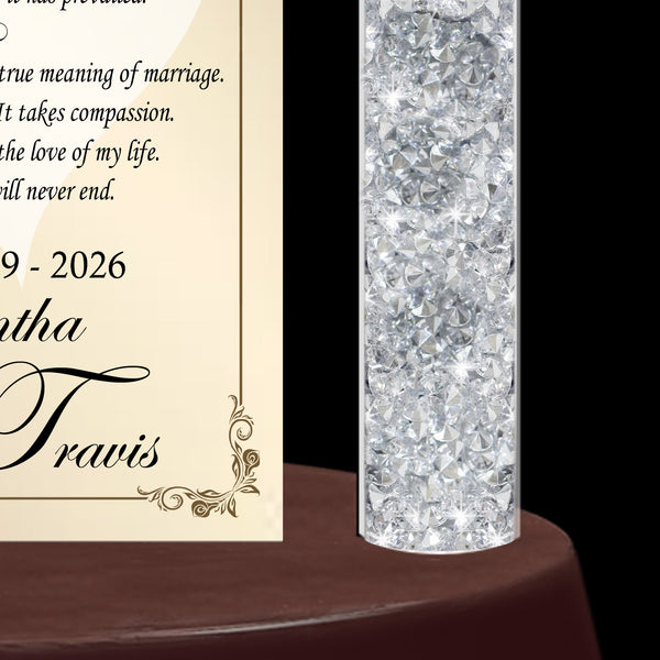 Personalized wedding anniversary table plaque crystal diamond column love wife husband congratulation present girlfriend boyfriend marriage