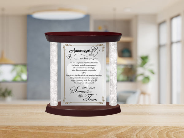 Personalized wedding anniversary table plaque crystal diamond column love wife husband congratulation present girlfriend boyfriend marriage