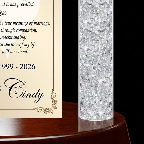 Personalized wedding anniversary table plaque crystal diamond column love wife husband congratulation present girlfriend boyfriend marriage
