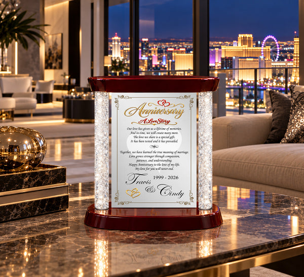 Personalized wedding anniversary table plaque crystal diamond column love wife husband congratulation present girlfriend boyfriend marriage