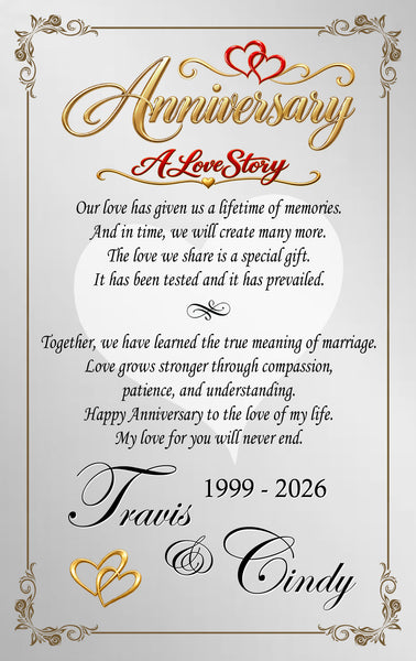 Personalized wedding anniversary table plaque crystal diamond column love wife husband congratulation present girlfriend boyfriend marriage