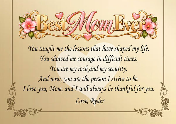 Personalized desk clock mom gift daughter son Mother's Day birthday thank you appreciation love plaque unique graduate gratitude wedding