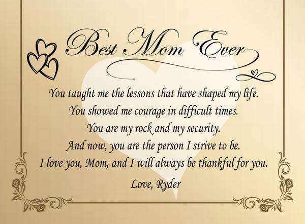 Desk clock mom gift daughter son mother day birthday thank you appreciation love plaque unique graduate support wedding
