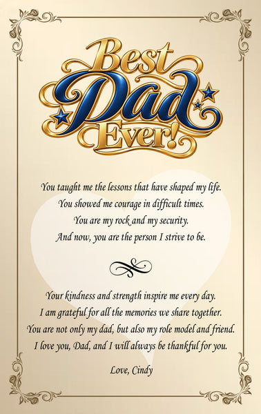 Dad appreciation gift plaque father day love thank you retirement birthday support son daughter