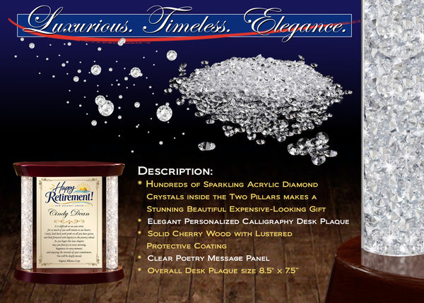Congratulation employee retirement plaque gift years service award coworker going away diamond personalized gold plaque