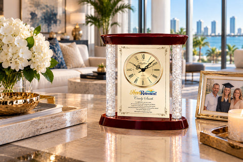 Retirement clock years of service award gift desk plaque appreciation employee coworker boss going away present