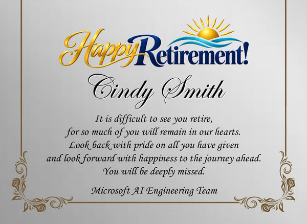Retirement desk clock gift award plaque appreciation years of service employee coworker boss going away