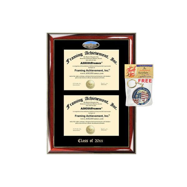 Double Certificate Frame St. Mary's University Texas School Embossed Fisheye Campus Photo Dual School Two College Majors Holder