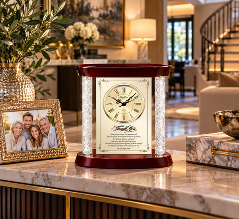Thank you appreciation gold desk clock educator gift friend coworker mom dad employee recognition office farewell plaque