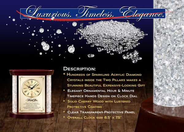 Thank you appreciation gold desk clock educator gift friend coworker mom dad employee recognition office farewell plaque