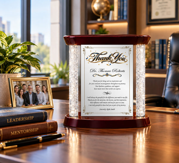 Personalized thank you gift desk plaque mentor teacher appreciation professor doctor nurse boss coworker friend mom dad graduation