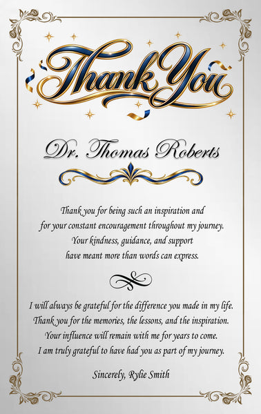 Personalized thank you gift desk plaque mentor teacher appreciation professor doctor nurse boss coworker friend mom dad graduation