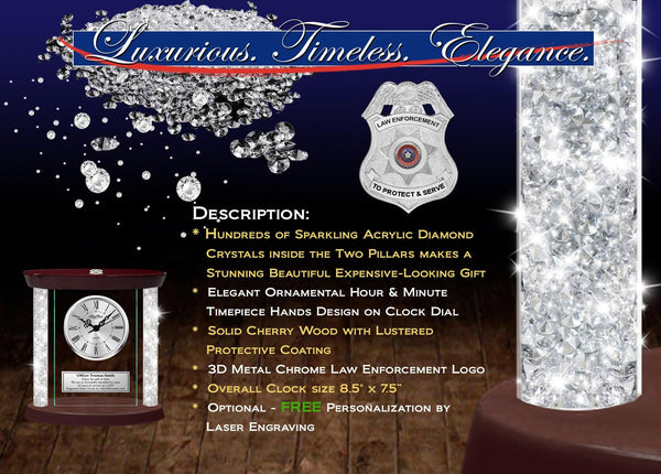 Personalize law enforcement police officer gift engrave desk clock policeman